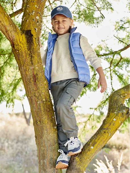 Pull-On Cargo-Type Trousers for Boys crystal blue+Dark Green+taupe 