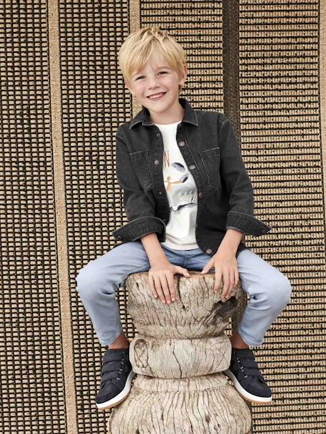 Worker-Style Denim Shacket for Boys denim grey 