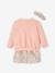 3-Piece Outfit: Dress + Cardigan + Headband for Baby Girls coral+White/Print 