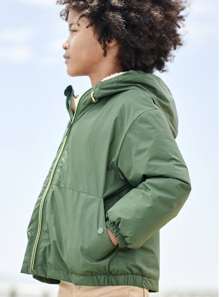 Windcheater with Sherpa-Lined Hood for Boys khaki+navy blue 