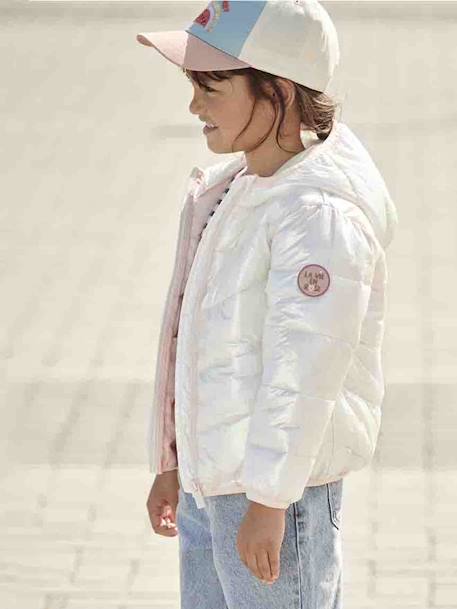 Lightweight Jacket with Shiny Iridescent Effect, for Girls ecru+GREY LIGHT METALLIZED 