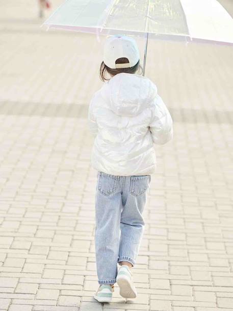 Lightweight Jacket with Shiny Iridescent Effect, for Girls ecru+GREY LIGHT METALLIZED 