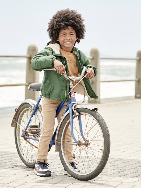 Windcheater with Sherpa-Lined Hood for Boys khaki+navy blue 