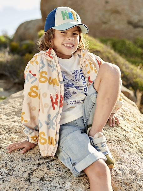 Hooded Windcheater, Graffiti Print, for Boys clay beige 