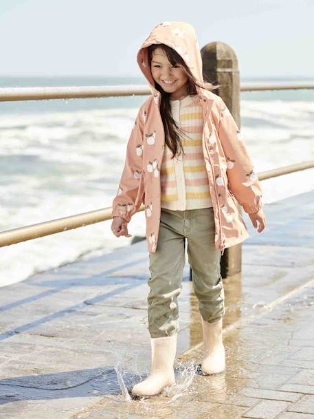 Striped Cardigan in Shimmery Rib Knit for Girls peach 