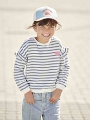 Girls-Cardigans, Jumpers & Sweatshirts-Sailor-type Sweatshirt with Ruffles on the Sleeves, for Girls