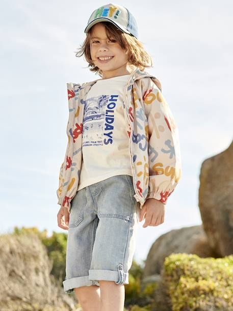 Hooded Windcheater, Graffiti Print, for Boys clay beige 