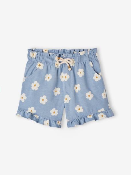 Shorts with Ruffles for Girls blue+ecru+navy blue 