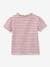 Striped T-Shirt in Organic Cotton with Liberty Fabric for Girls, by CYRILLUS raspberry pink 