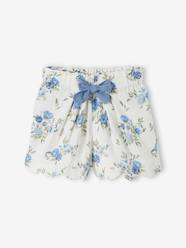 Shorts in Cotton Gauze with Scalloped Trim for Girls