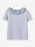 T-Shirt in Organic Cotton, Collar in Liberty Fabric for Girls, by CYRILLUS grey blue 