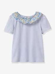 T-Shirt in Organic Cotton, Collar in Liberty Fabric for Girls, by CYRILLUS