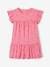 Crinkled Knit Dress with Embroidered Flowers for Girls sweet pink 