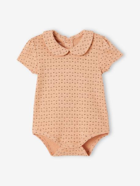 Pack of 2 Openwork Bodysuits in Organic Cotton for Newborns old rose 