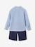 Occasion Wear Ensemble: Shirt with Mandarin Collar & Shorts for Boys striped blue 