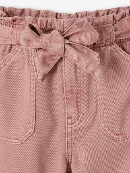 Cargo Trousers for Girls in Loose-Fitting Fabric old rose+sandy beige 