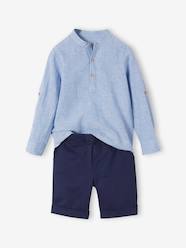 Boys-Occasion Wear Ensemble: Shirt with Mandarin Collar & Shorts for Boys