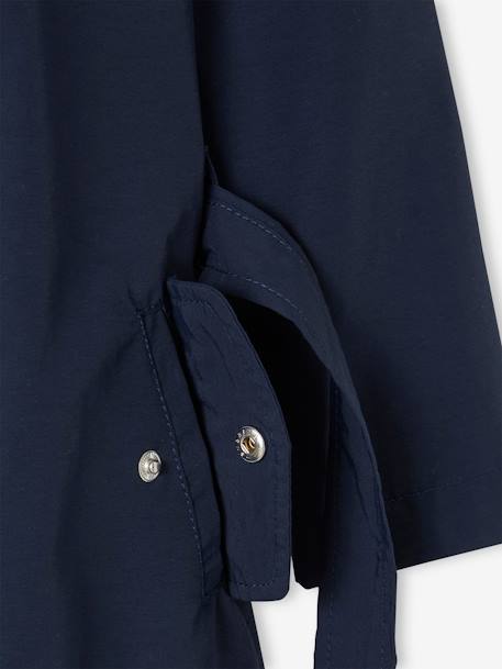 Trench Coat with Removable Hood for Girls navy blue 