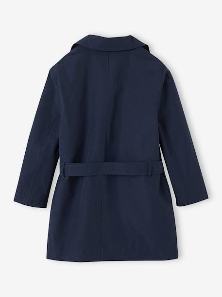 Trench Coat with Removable Hood for Girls navy blue 