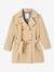 Trench Coat with Removable Hood for Girls beige+navy blue 