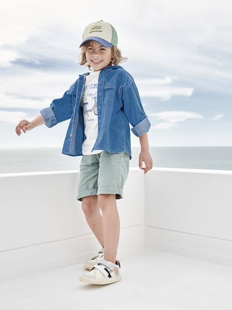 Coloured Bermuda Shorts for Boys azure+Dark Blue+golden beige+GREEN MEDIUM SOLID WITH DESIG+ORANGE MEDIUM SOLID WITH DESIG 