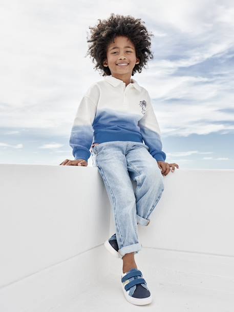 Sweatshirt with Polo Neck & Dip-Dye Effect for Boys azure 