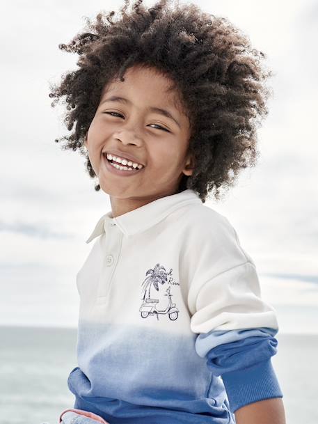 Sweatshirt with Polo Neck & Dip-Dye Effect for Boys azure 