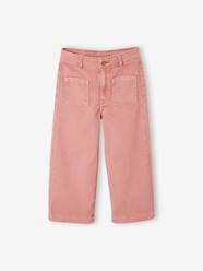 Cargo Trousers for Girls in Loose-Fitting Fabric - old rose