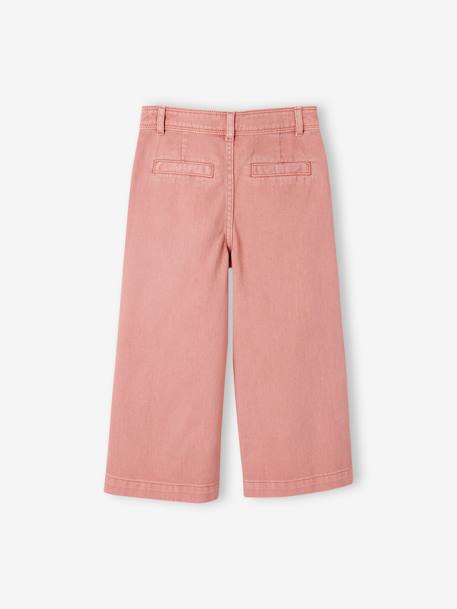 Wide Cropped Trousers for Girls ecru+rose 