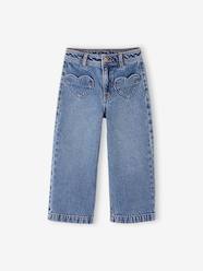 Girls-Wide Cropped Trousers with Heart Pockets for Girls