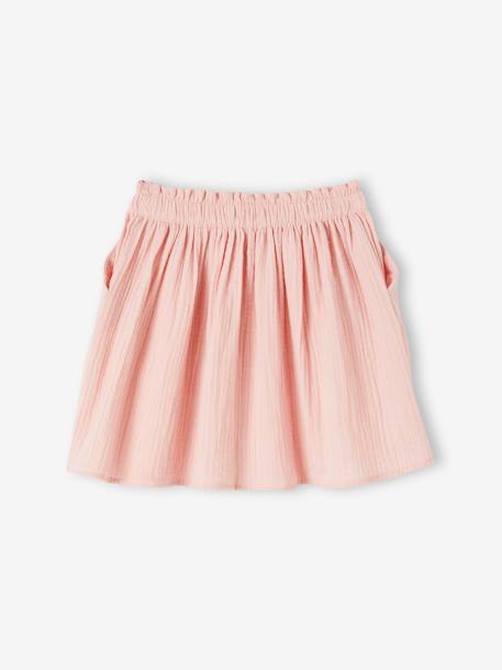 Coloured Skirt in Cotton Gauze, for Girls grey blue+pistachio+rose 