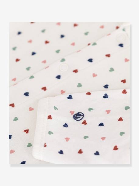 Bodyjama for Babies, with Hearts, by PETIT BATEAU printed white 