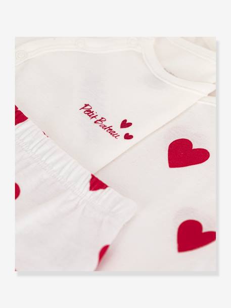 3-Piece Combo with Hearts Print by PETIT BATEAU white 