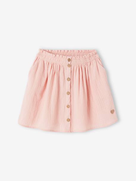 Coloured Skirt in Cotton Gauze, for Girls grey blue+pistachio+rose 
