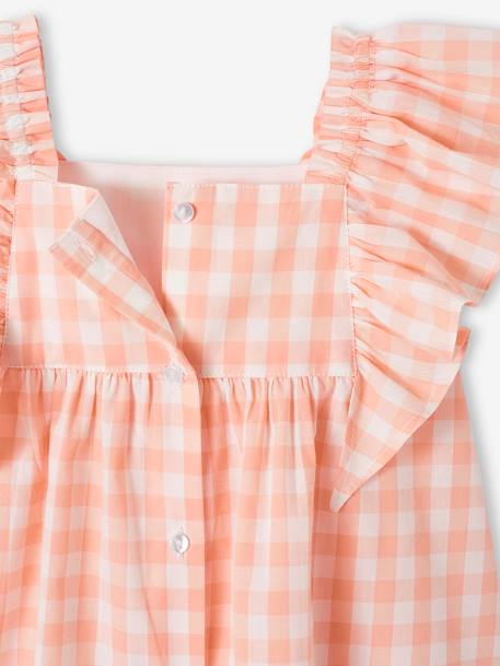 Dress with Ruffles for Babies chequered pink+printed pink 