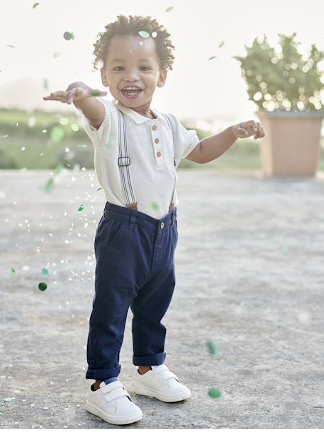 Trousers with Removable Braces for Babies navy blue 