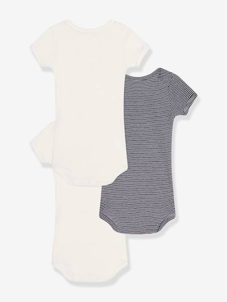 Pack of 3 Short Sleeve Bodysuits by PETIT BATEAU almond green 