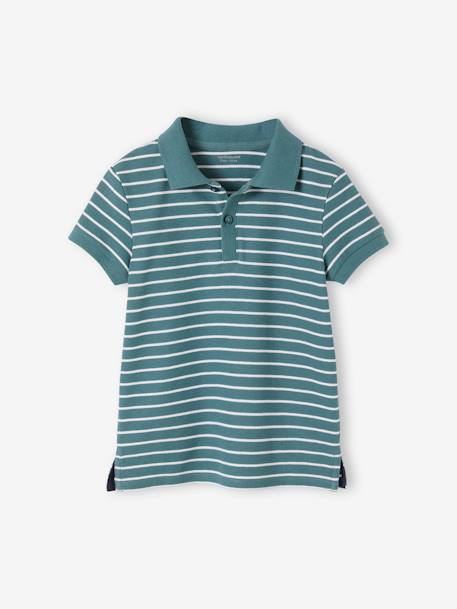 Set of 2 Piqué Knit Polo Shirts for Boys aqua green+BROWN DARK 2 COLOR/MULTICOL 