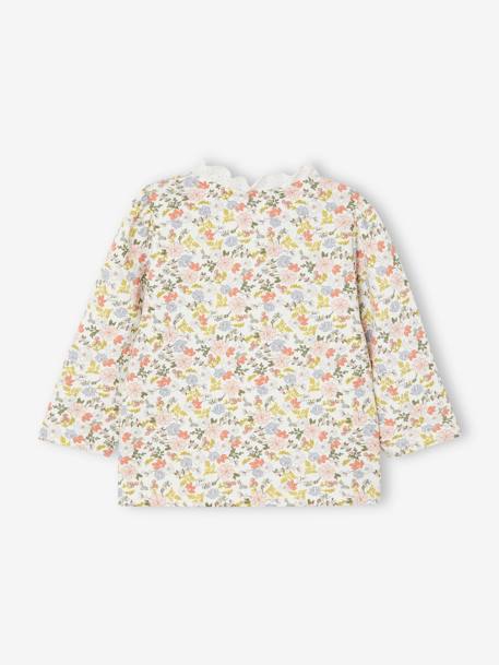 Floral Sweatshirt with Lace Collar for Newborn Babies ecru 