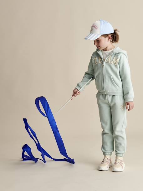 Fleece Joggers with Paperbag Waistband for Girls aqua green+marl beige+navy blue+sweet pink 