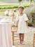 Occasion Wear Dress in Relief Fabric with Smocking for Girls sage green+vanilla 