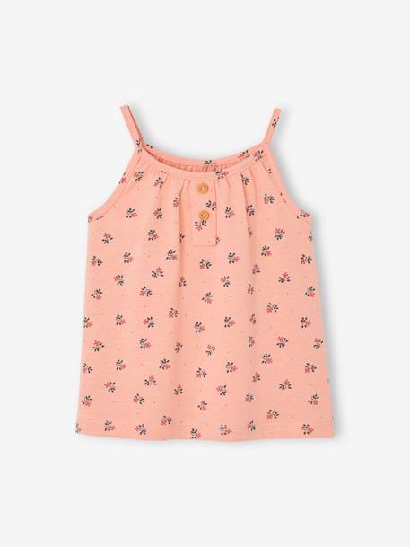 Striped Sleeveless Top with Fine Straps, for Babies rose+White/Print 