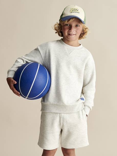 Sweatshirt & Shorts Sports Combo for Boys aqua green+marl white 