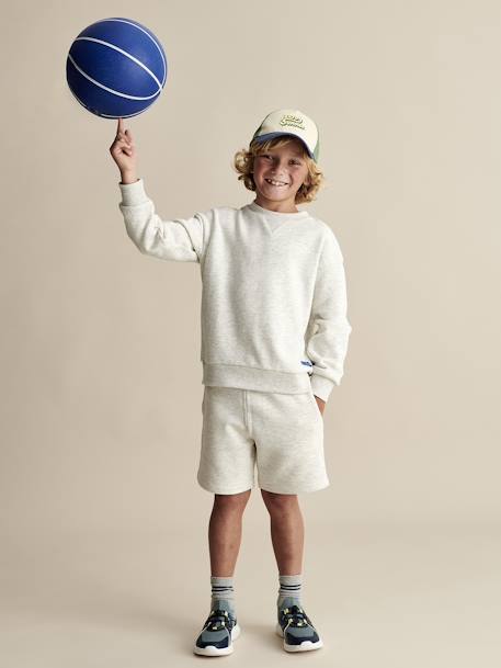 Sweatshirt & Shorts Sports Combo for Boys aqua green+marl white 