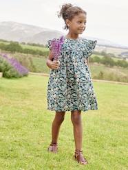 Ruffled, Short Sleeve Dress with Prints, for Girls