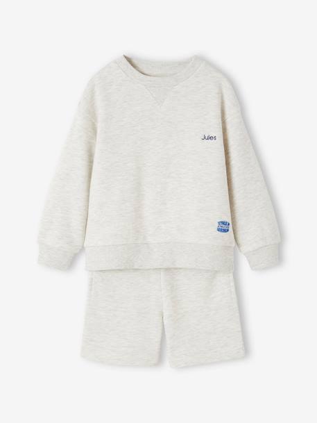 Sweatshirt & Shorts Sports Combo for Boys aqua green+marl white 