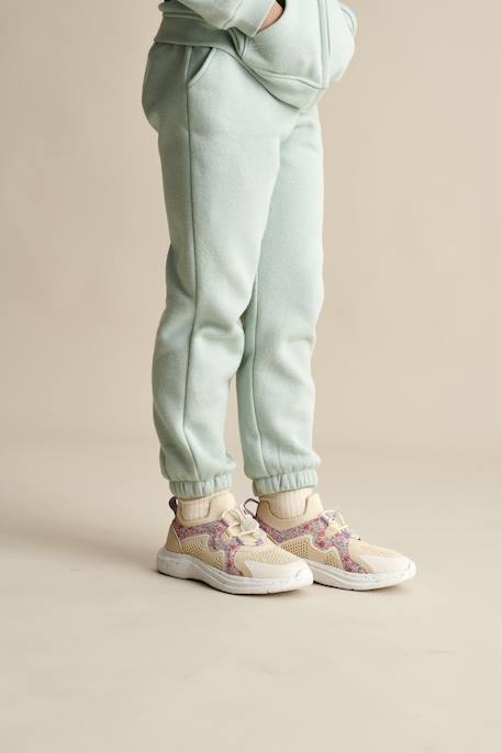 Fleece Joggers with Paperbag Waistband for Girls aqua green+marl beige+navy blue+sweet pink 