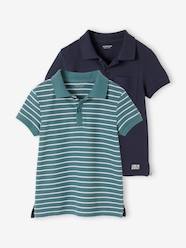 Boys-Set of 2 Piqué Knit Polo Shirts for Boys