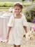 Occasion Wear Dress in Relief Fabric with Smocking for Girls sage green+vanilla 