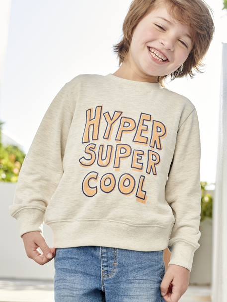 Basics Sweatshirt with Graphic Motif for Boys apricot+marl beige+pistachio 